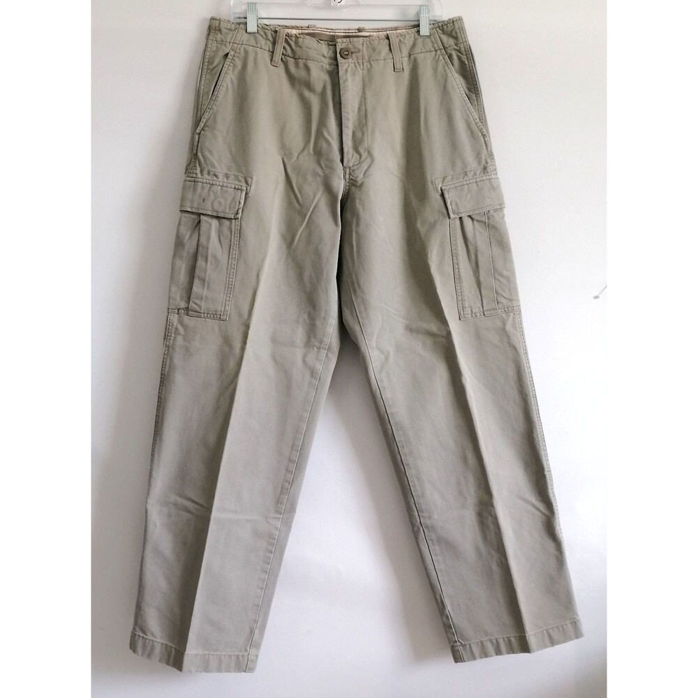 J. Crew Y2K  Mens Sage Green Flat Front Broken In Cargo Pants Size 34x32